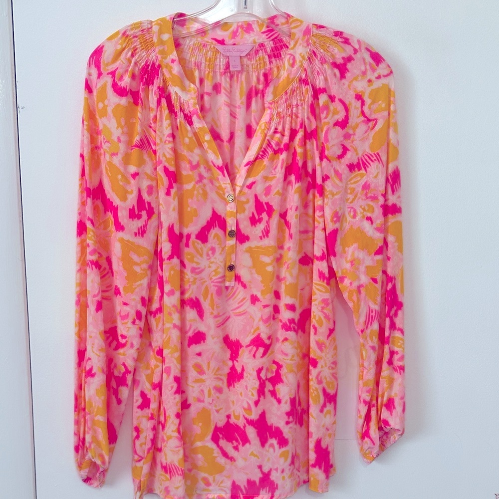 Floral Pink and Yellow Women's Top